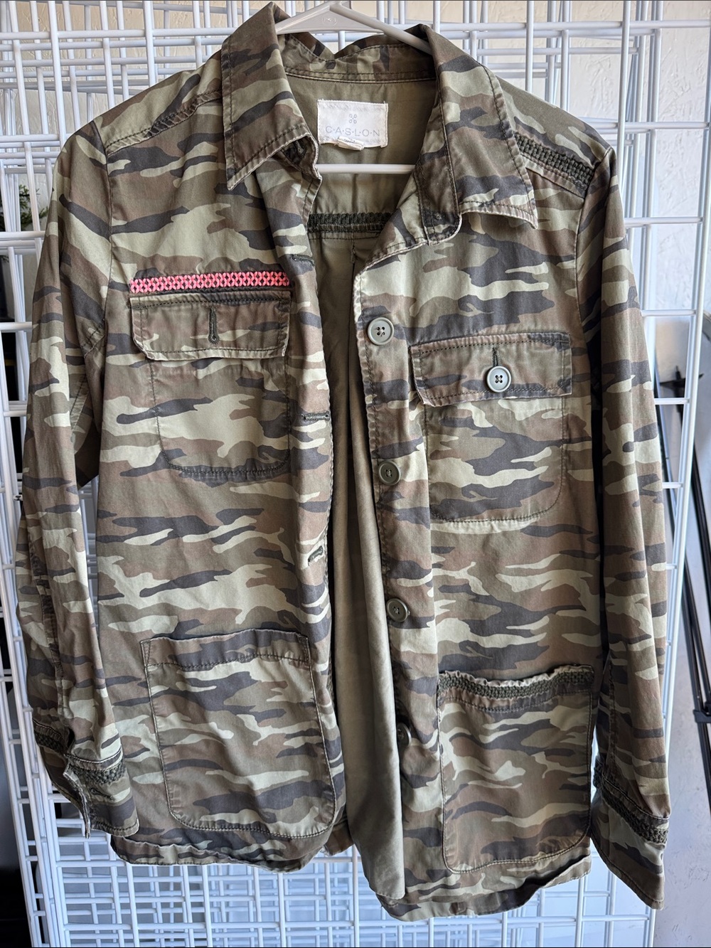 Caslon Olive Camo Lightweight Shirt Jacket